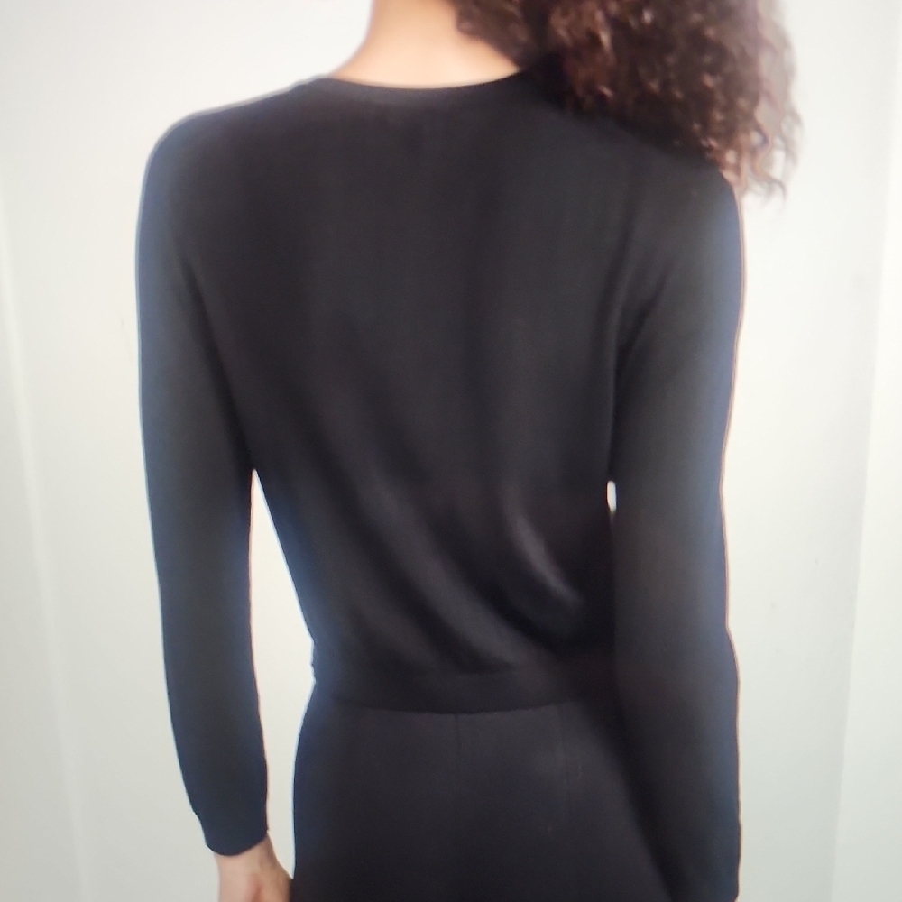 Theory Black Soft Cashmere Cardigan Size M $325 - Picture 3 of 6